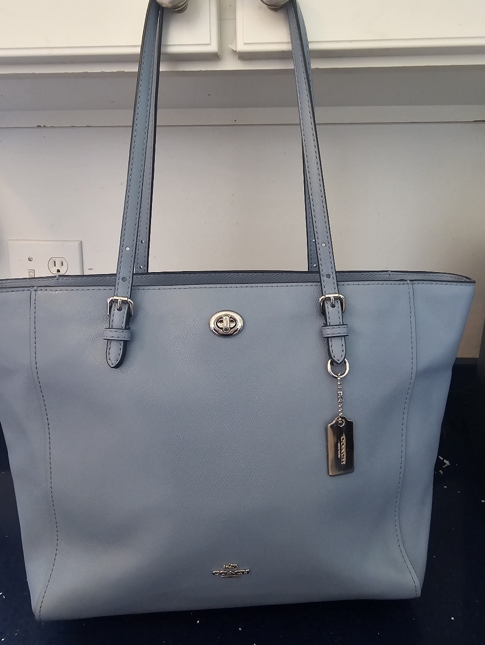 Coach Turnlock Tote In Beautiful Blue Color 37142 - Picture 2 of 13